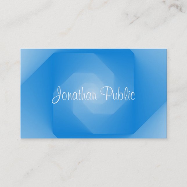 Tarjeta De Visita Plantilla azul profesional texto manuscrito script (Anverso)