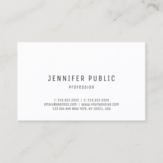 Tarjeta De Visita Plantilla blanca elegante simple moderna (Anverso)