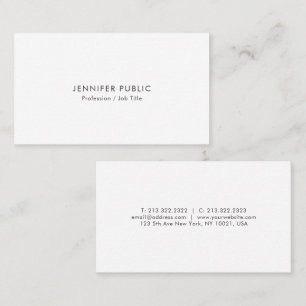Tarjeta De Visita Plantilla Blanca Elegante Simple Moderna Profesion