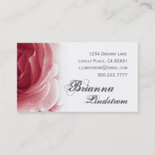 Tarjeta De Visita Plantilla color de rosa floral roja suave personal
