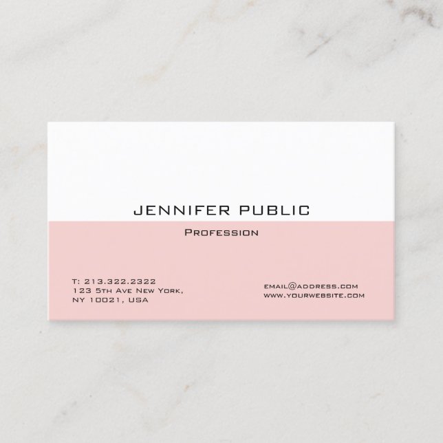 Tarjeta De Visita Plantilla creativa elegante de Rubor rosa blanco m (Anverso)
