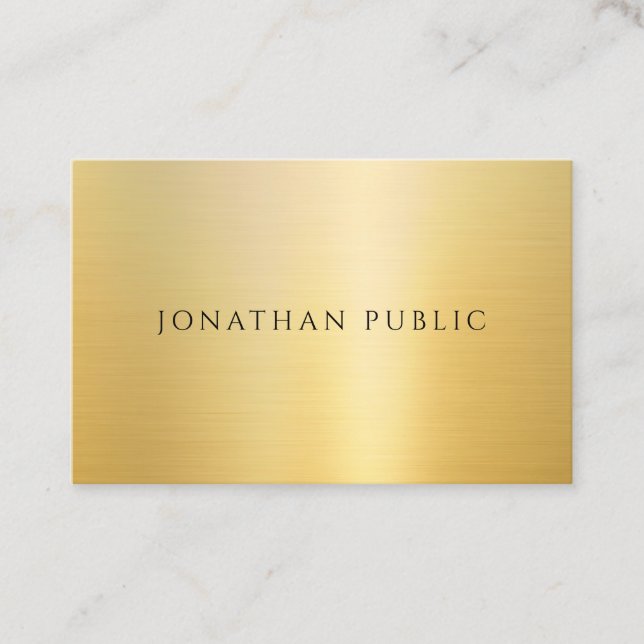 Tarjeta De Visita Plantilla creativa profesional elegante Faux Gold (Anverso)