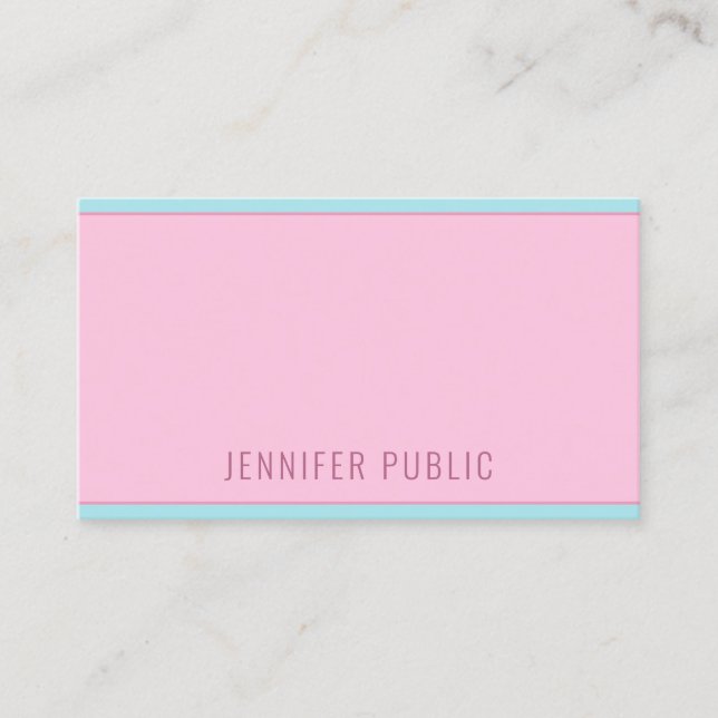Tarjeta De Visita Plantilla Creativa Simple Rosa Y Azul Moderno (Anverso)
