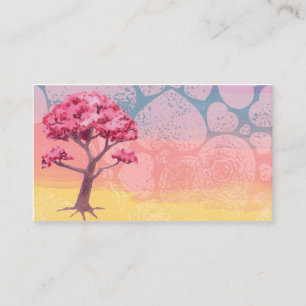 Tarjeta De Visita Plantilla de árbol de Sakura rosa estético
