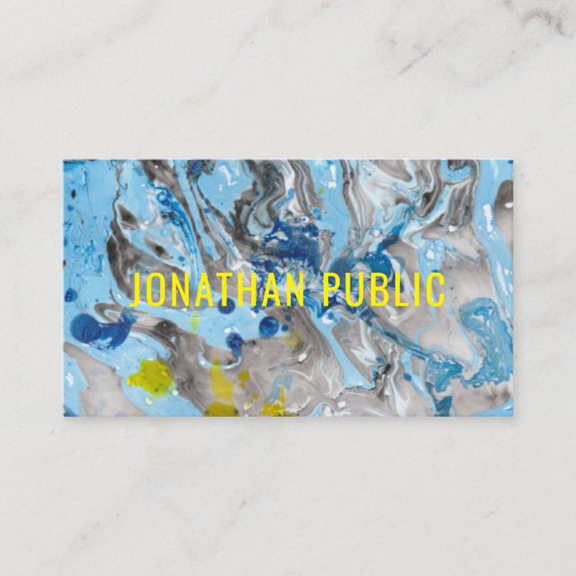 Tarjeta De Visita Plantilla de arte abstracto moderno amarillo azul  (Anverso)