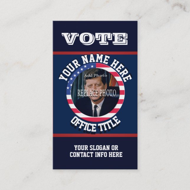 Tarjeta De Visita Plantilla de campaña política personalizado (Anverso)