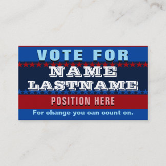Tarjeta De Visita Plantilla de campaña política personalizado