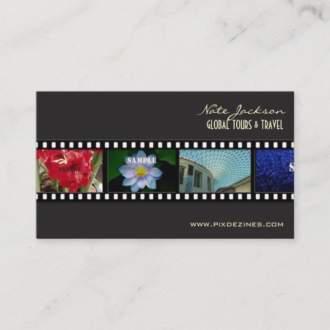 TARJETA DE VISITA PLANTILLA DE CARTERA DE VIAJES / FOTOS / FILMSTRIP (Anverso)