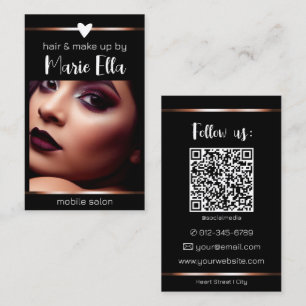 Tarjeta De Visita Plantilla de código QR de foto con líneas elegante