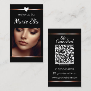 Tarjeta De Visita Plantilla de código QR de foto de corazón de oro n