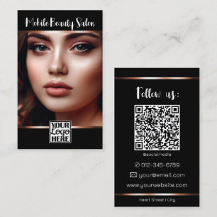 Tarjeta De Visita Plantilla de código QR de foto de logotipo de oro 