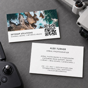 Tarjeta De Visita Plantilla de código QR de foto para piloto de dron
