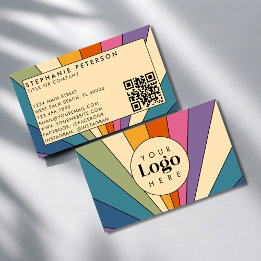 Tarjeta De Visita Plantilla de código QR de logotipo personalizado d