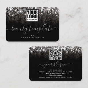 Tarjeta De Visita Plantilla de código QR de logotipo Platino Luminos