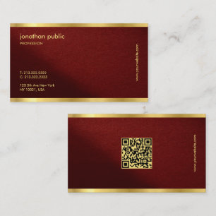 Tarjeta De Visita Plantilla de código QR elegante texto dorado profe