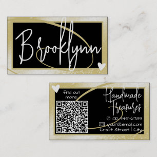 Tarjeta De Visita Plantilla de código QR Estilo Marco de Oro Ligero