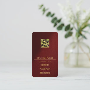 Tarjeta De Visita Plantilla de código QR profesional texto dorado lu