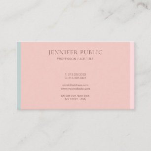 Tarjeta De Visita Plantilla de colores pastel verde rosado de moda e