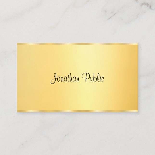 Tarjeta De Visita Plantilla de diseño caligrafiado Faux Gold Modern (Anverso)