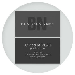 Tarjeta De Visita Plantilla de diseño de monograma editable en gris