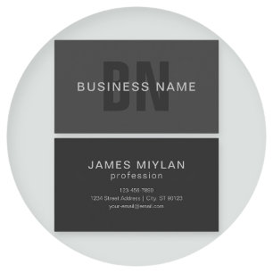 Tarjeta De Visita Plantilla de diseño de monograma editable gris osc