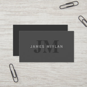 Tarjeta De Visita Plantilla de diseño de monograma editable gris osc