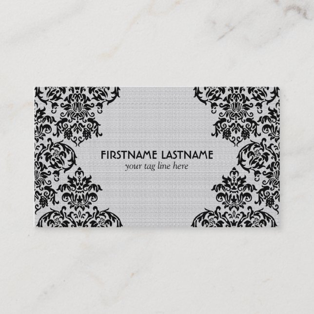 Tarjeta De Visita Plantilla De Diseño Floral En Blanco Y Negro (Anverso)