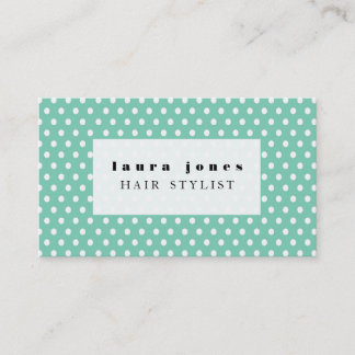 Tarjeta De Visita Plantilla de estilo Aqua y White Polka Dots Hair