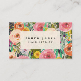 Tarjeta De Visita Plantilla de estilo de la peluca floral moderna