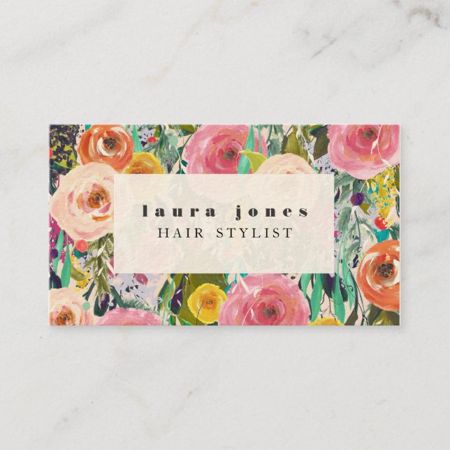 Tarjeta De Visita Plantilla de estilo de la peluca floral moderna (Anverso)