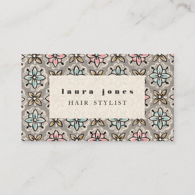 Tarjeta De Visita Plantilla de estilo del patrón de papel tapiz de v (Anverso)