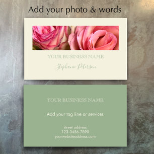 Tarjeta De Visita Plantilla de foto elegante moderna verde salvia pe