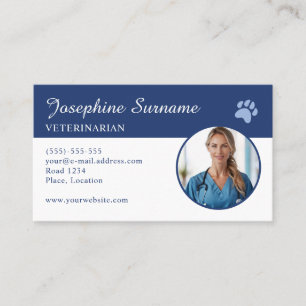 Tarjeta De Visita Plantilla de Foto Personalizada de Veterinario con