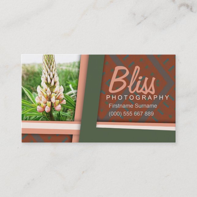 Tarjeta De Visita Plantilla de fotografía botánica Earthy Modern (Anverso)