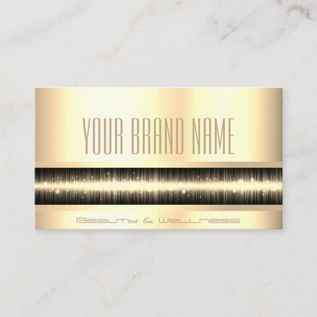 Tarjeta De Visita Plantilla de fotografía de glamour de oro elegante (Anverso)