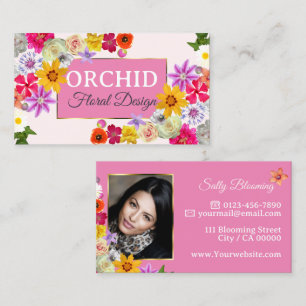 Tarjeta De Visita Plantilla de fotografía elegante flores silvestres