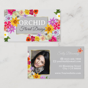 Tarjeta De Visita Plantilla de fotografía Elegante Flores silvestres