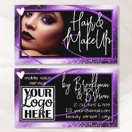 Tarjeta De Visita Plantilla de fotografía Elegante marco lilac Heart