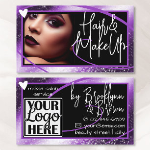 Tarjeta De Visita Plantilla de fotografía Elegante marco lilac Heart