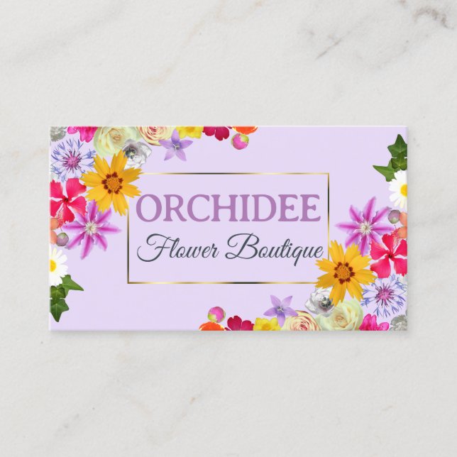 Tarjeta De Visita Plantilla de fotografía Elegante Moda de flores si (Anverso)