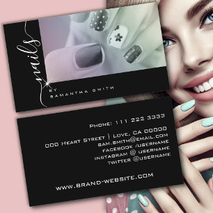 Tarjeta De Visita Plantilla de fotografía Firma de caligrafía elegan