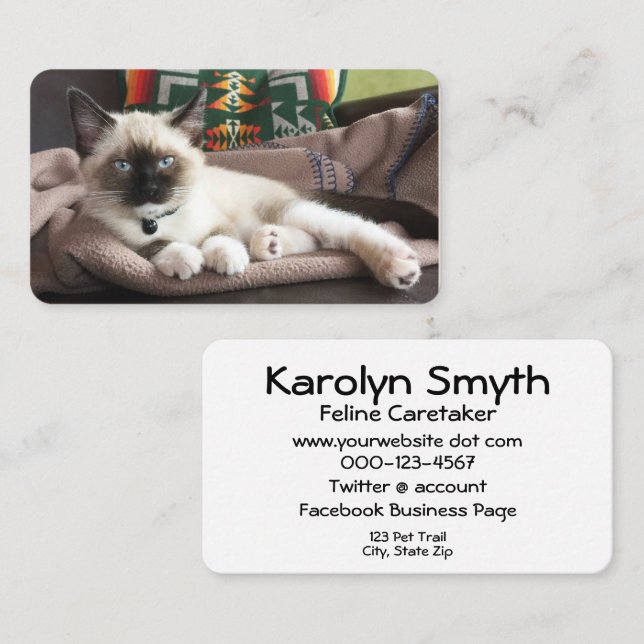 Tarjeta De Visita Plantilla de fotografía glamorosa para gatitos del (Anverso / Reverso)