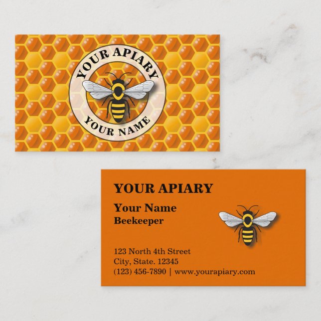 Tarjeta De Visita Plantilla de Honeycomb de Apiary (Anverso / Reverso)