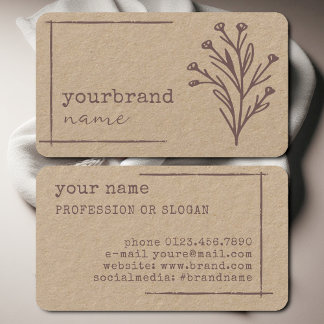 Tarjeta De Visita Plantilla de imagen Papel de Kraft de flor floral 
