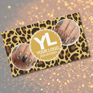 Tarjeta De Visita Plantilla de logotipo de 5 fotos Estampado de leop