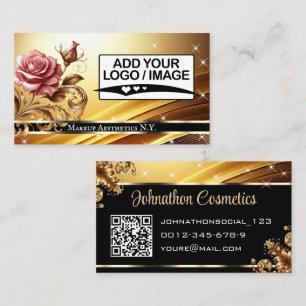 Tarjeta De Visita Plantilla de logotipo de código QR Deluxe Rosa Dor