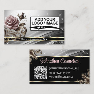 Tarjeta De Visita Plantilla de logotipo de código QR Deluxe Silver R