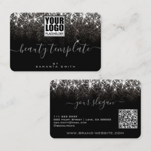 Tarjeta De Visita Plantilla de logotipo de código QR Platino Luminos