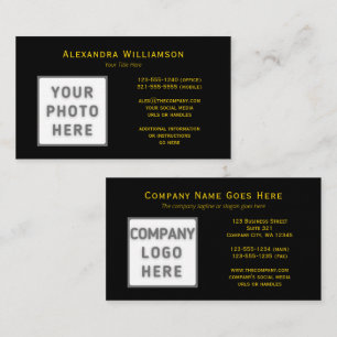 Tarjeta De Visita Plantilla de logotipo de fotografía de color negro