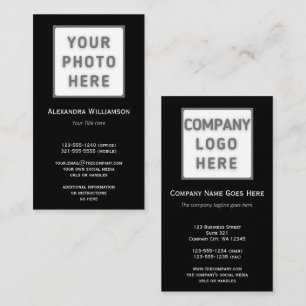Tarjeta De Visita Plantilla de logotipo fotográfico de color negro